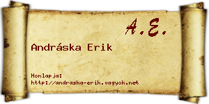 Andráska Erik névjegykártya